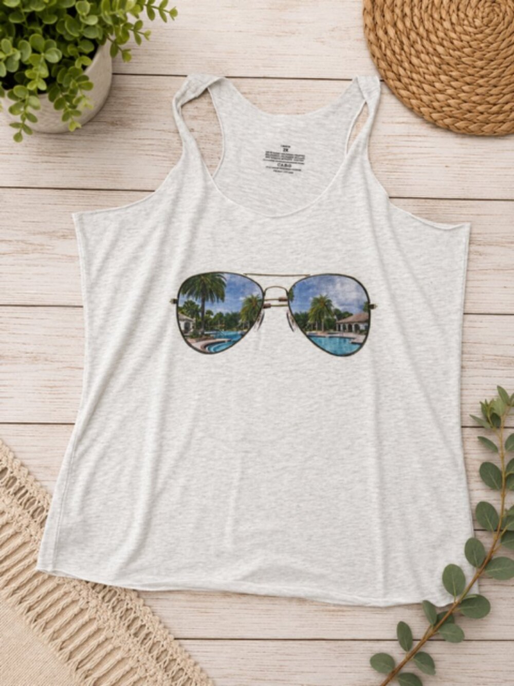 Women’s Tropical Sunglasses Graphic Tank Top – Size 2X